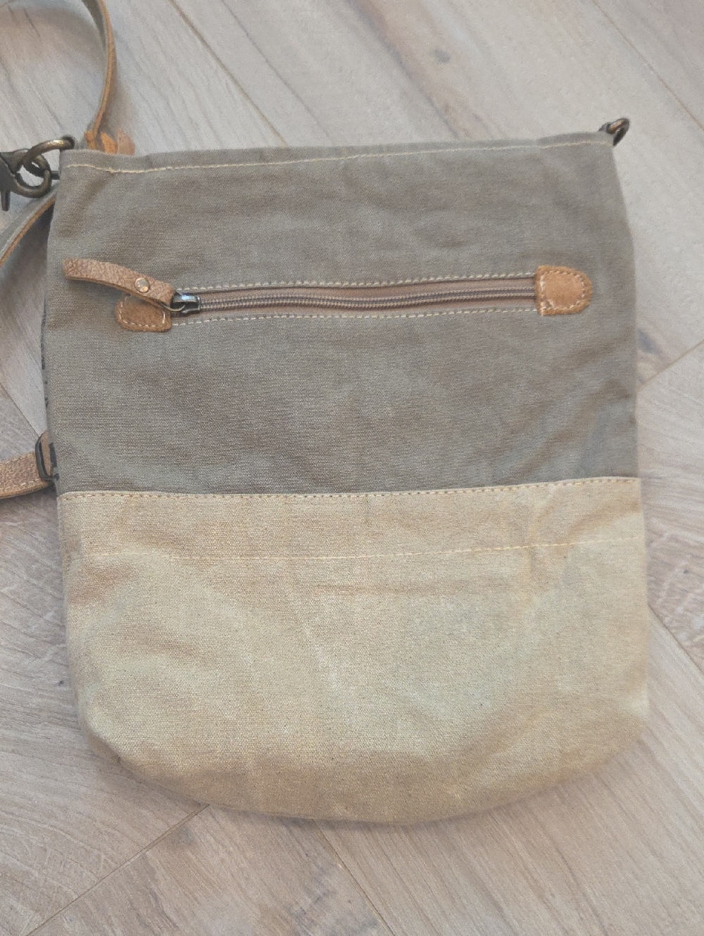 Myra Upcycled Leather/Canvas Bag - Picture 2 of 3